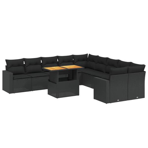 Garten-Lounge-Set 3037061-2 11-teilig Schwarz