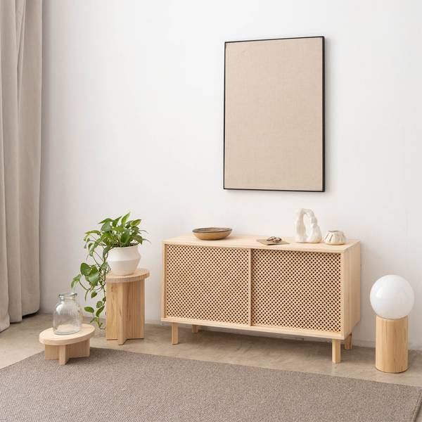 Sideboard Granadella 2 Türen Unlackiert Braun - Kiefer - 120 x 65 x 35 cm