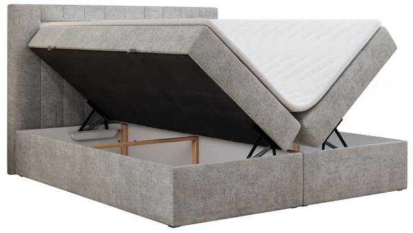 Boxspringbett GOLD-5 Platingrau - H4 - Textil - Liegefläche Breite: 120 cm
