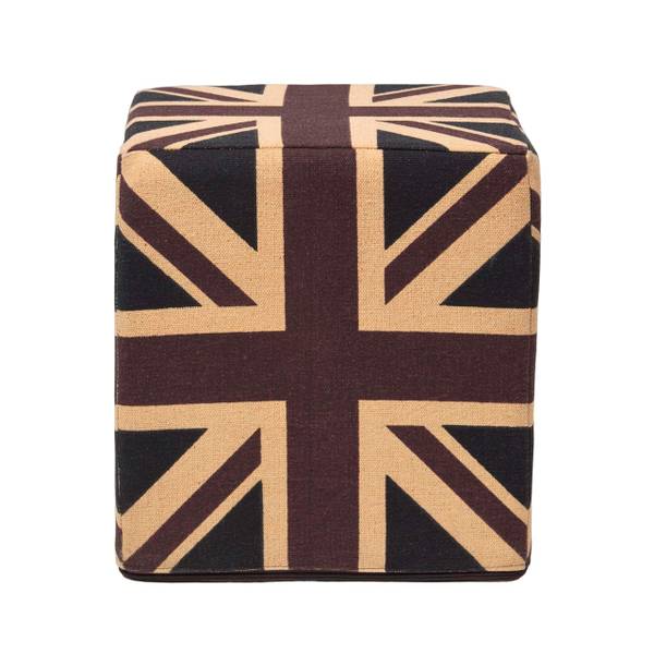Designer Hocker Ottoman Union Jack Blau - Baumwollstoff - 36 x 38 x 36 cm