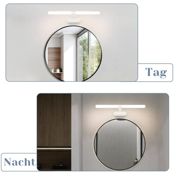Spiegelleuchte haasy Weiß - 60 x 10 cm