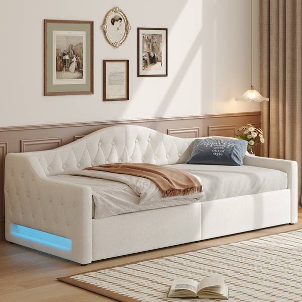 Schlafsofa Frieda mit Bettfunktion Beige - 98 x 214 cm