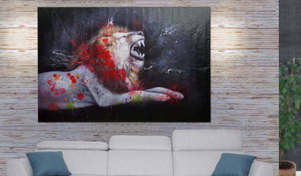 Ölgemälde Löwe H25 120 x 80 cm