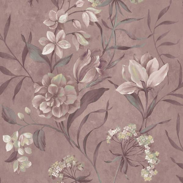 Vliestapete Blairmore Blumen Violett - Fleece - 52 x 1000 x 2 cm