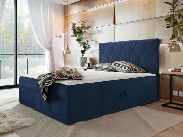 Boxspringbett Simoti Dunkelblau - Liegefläche Breite: 180 cm