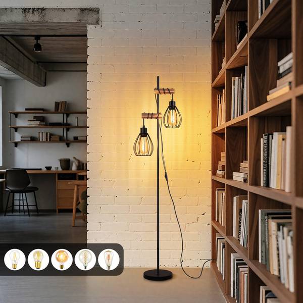 Lampadaire Ellis II Noir - Métal - 23 x 23 x 152 cm