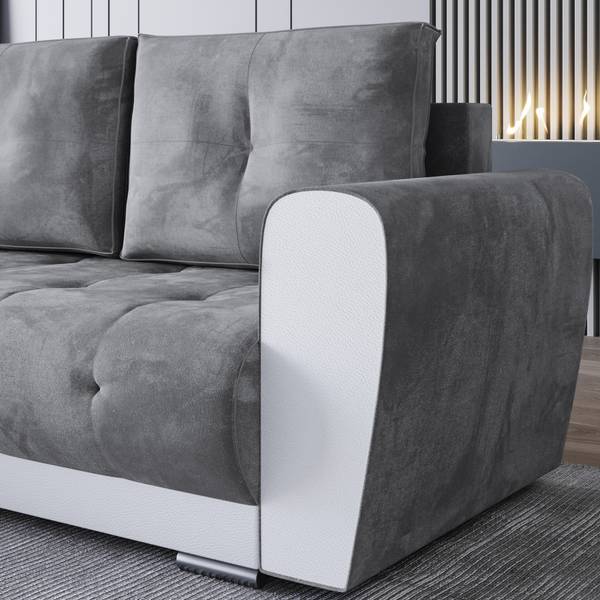 Ecksofa mit Schlaffunktion Domi Silber / Grau - Silbergrau