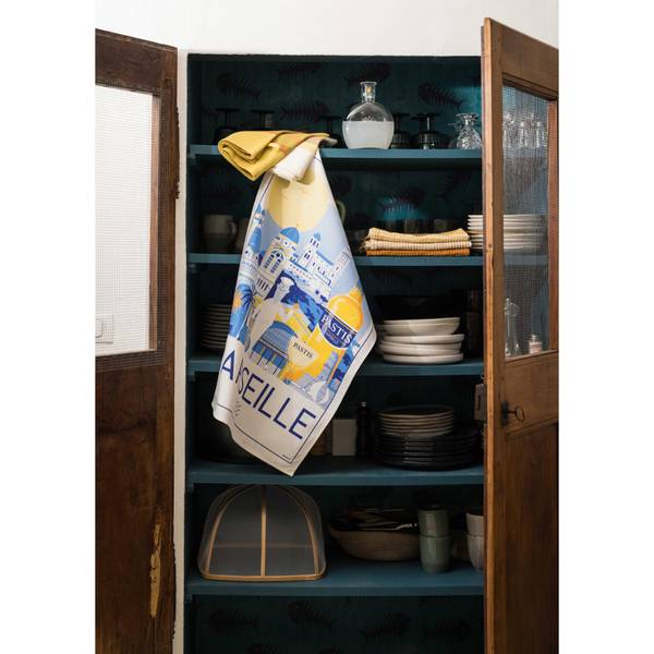 Geschirrtuch Marseille Weiß - Textil - 48 x 1 x 72 cm