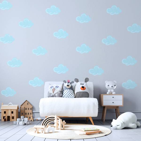 Wandtattoos WOLKEN 20‑er Set Blau - 60 x 30 x 30 cm
