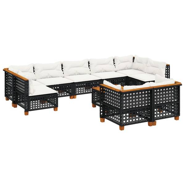 Garten-Lounge-Set 3036261-4 (10-teilig) Schwarz