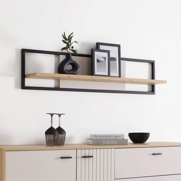 Wandboard CREMONA Beige - Holzwerkstoff - Metall - 120 x 28 x 20 cm