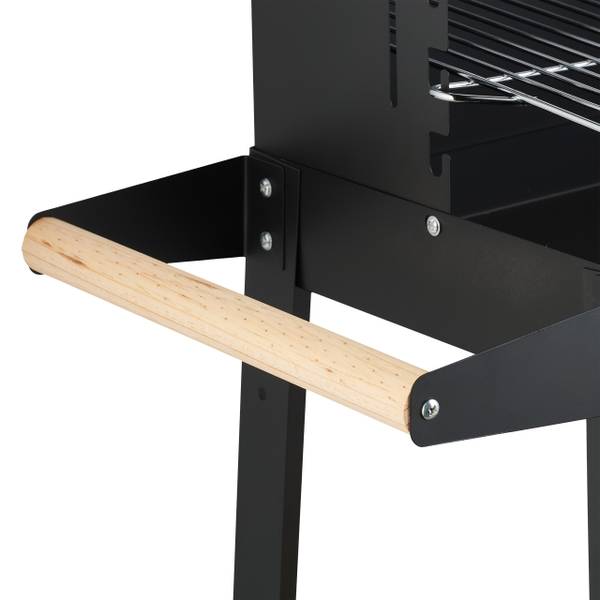Grill mit Rädern und Ablagen Schwarz - Braun - Silber - Stahl - 86 x 81 x 42 cm