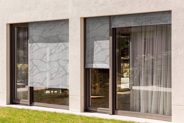 Außenrollo Tessera Lapis Grau - Textil - 40 x 180 x 1 cm