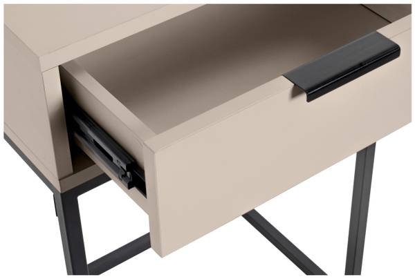 Nachtkästchen ILVA Beige - Schwarz - Holzwerkstoff - Metall - 40 x 60 x 28 cm