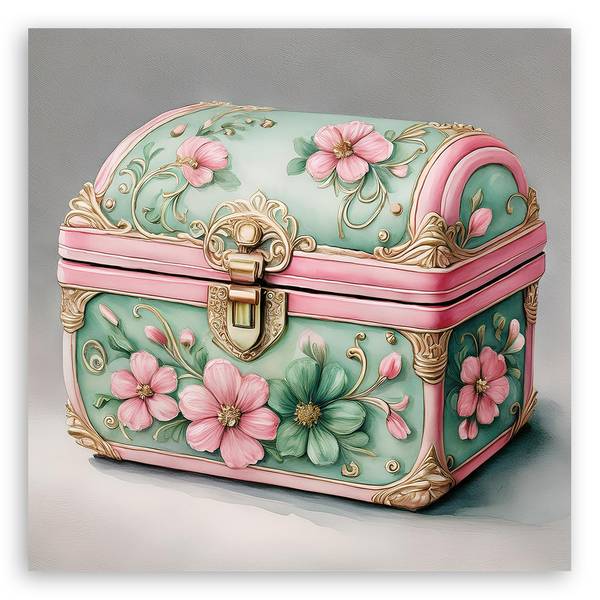 Tableau déco coffre retro vintage 40 x 40 cm