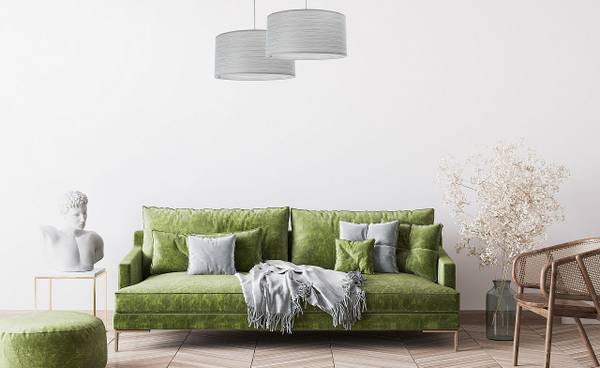 Hängeleuchte  Mesh-Textil Grau