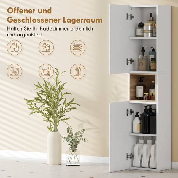 Badezimmerschrank 834-933V90WT Weiß - Holzwerkstoff - 24 x 140 x 30 cm