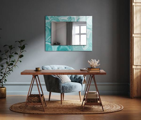 Wandspiegel Abstraktes Marmormuster Höhe: 80 cm