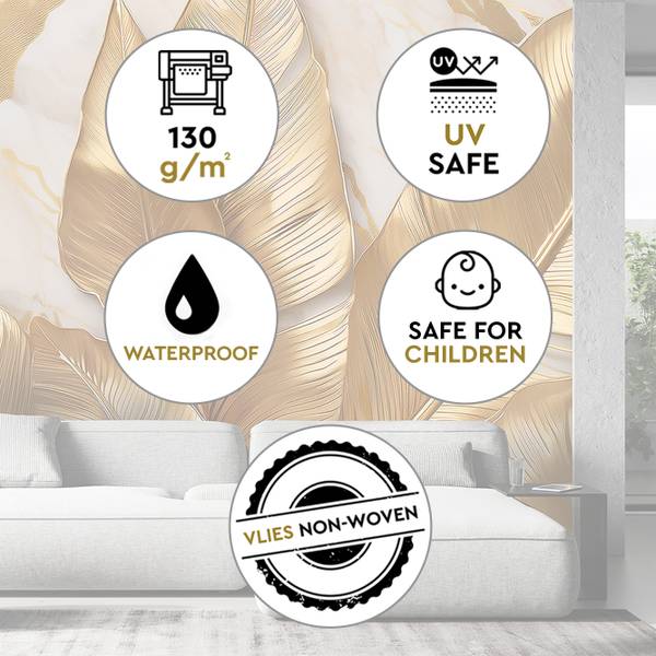 Fototapete Blätter auf Marmorhintergrund 200 x 140 cm