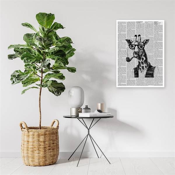 Wandbild giraffe mit pfeife 70 x 100 cm