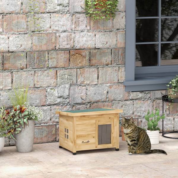 Katzenhaus 784V00YL Gelb - Massivholz - 57 x 43 x 45 cm