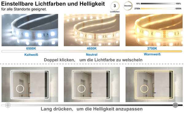 LED Badspiegel 14UhrTM Breite: 120 cm