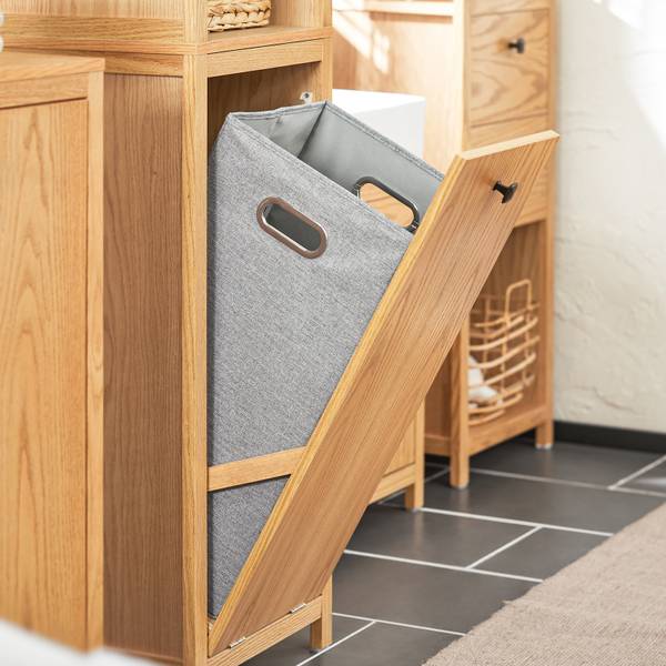 Hochschrank mit Wäschesack BZR95-N Braun - Holzwerkstoff - 40 x 172 x 35 cm