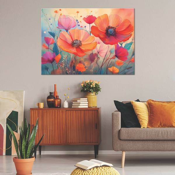 Wandbild blumen botanik mohnblumen 120 x 80 cm