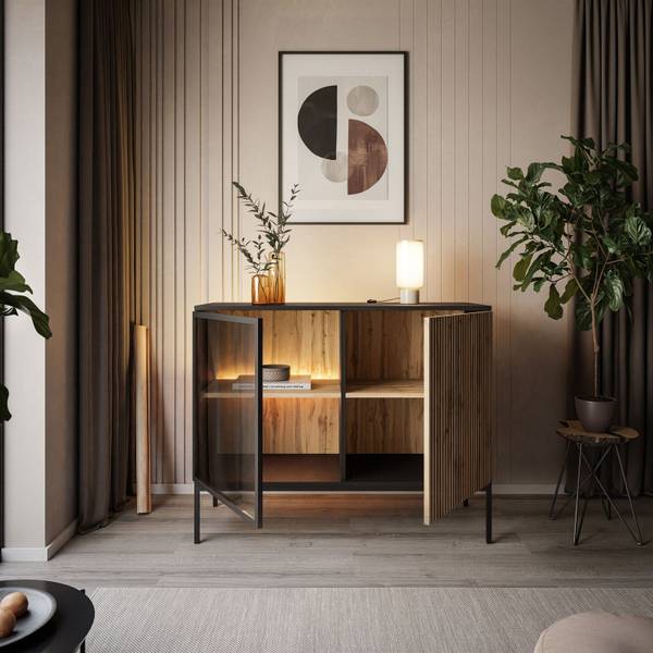 ECLIPSE K104 Kommode Schwarz - Braun - Holzwerkstoff - 104 x 83 x 39 cm