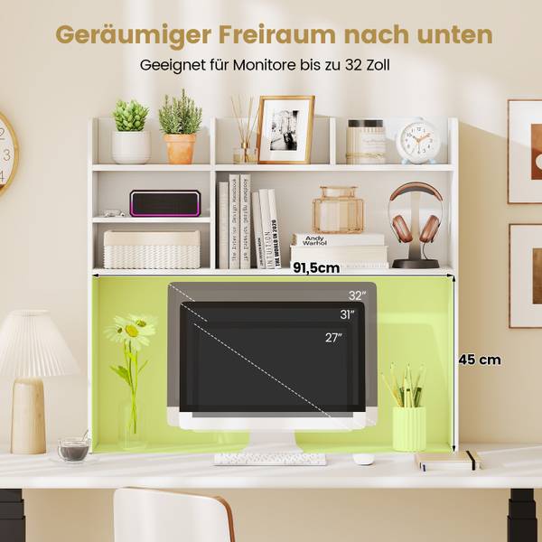 Tischregal VL32502 Weiß - Holzwerkstoff - 24 x 85 x 94 cm