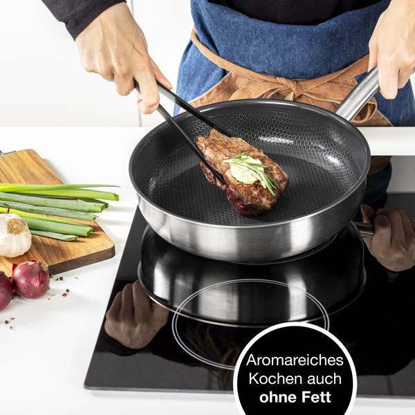 Pfannenset ohne Deckel gerader Rand Silber - Edelstahl