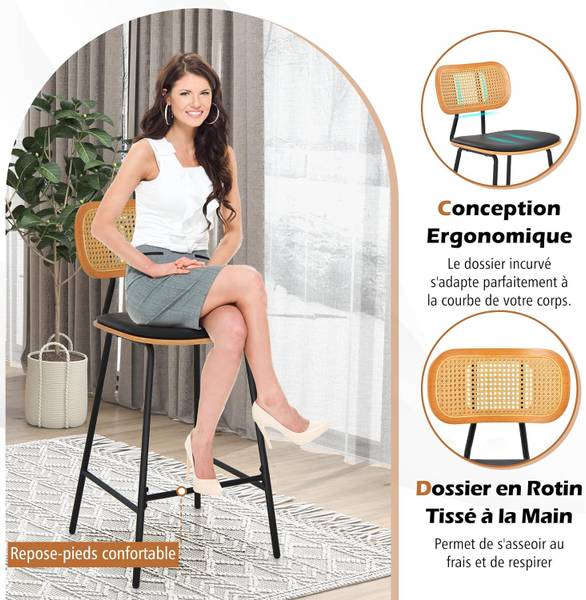 Tabourets de Bar VH33444NW-4FR(lot de 2) Gris - Métal - 45 x 94 x 45 cm