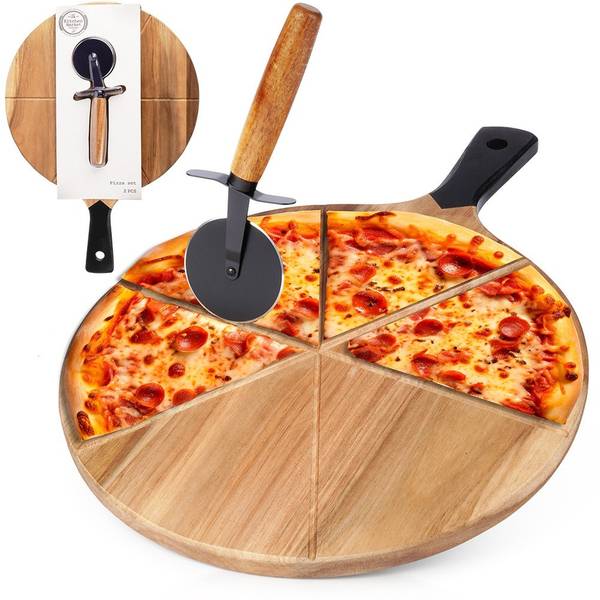 Pizzabrett 2-tlg. Set 279909 Braun - Massivholz - 30 x 2 x 43 cm