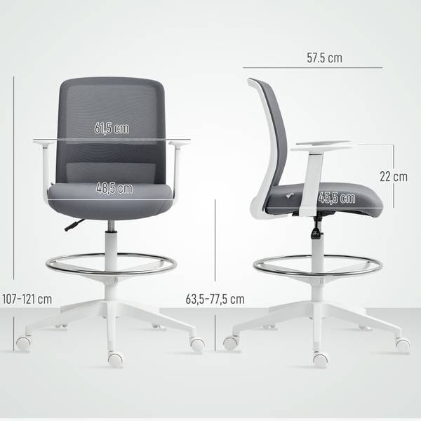 Bürostuhl 921-769V00GY Grau - Textil - 58 x 121 x 62 cm