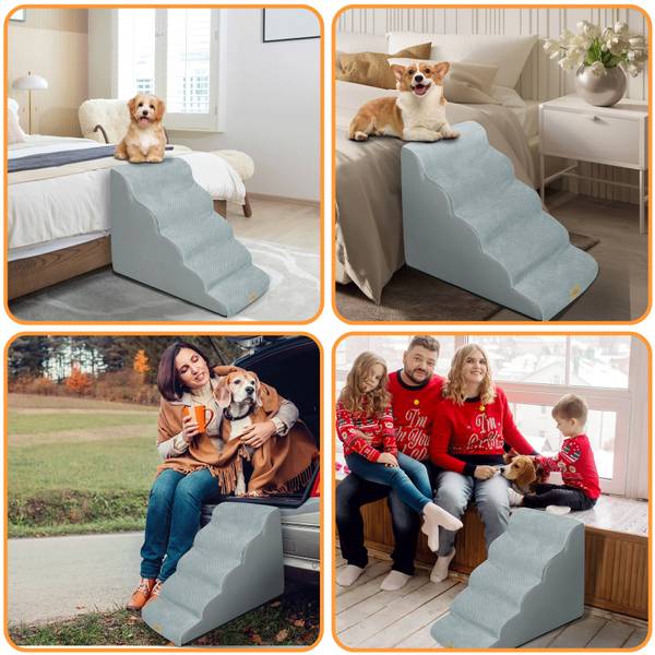 Haustiertreppe Hundetreppe Hunderampe Grau - 39 x 56 x 85 cm