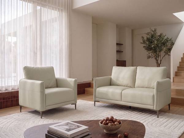 2-Sitzer Sofa CILENS Beige - Silber - Textil - 152 x 93 x 83 cm