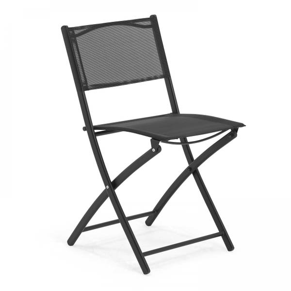 Gartentisch mit 4 Klappstühle Calvi Schwarz - Metall - 81 x 71 x 130 cm