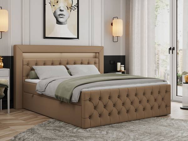 Boxspringbett GOLD-9 Braun - Breite: 168 cm - H4