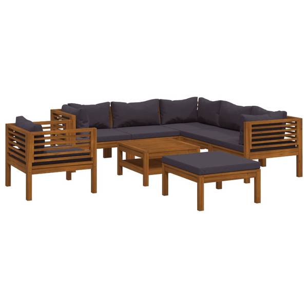 Tuinset 3011497-24 Set van 8 grijs - polyester - acacia - 65 x 35 x 65 cm