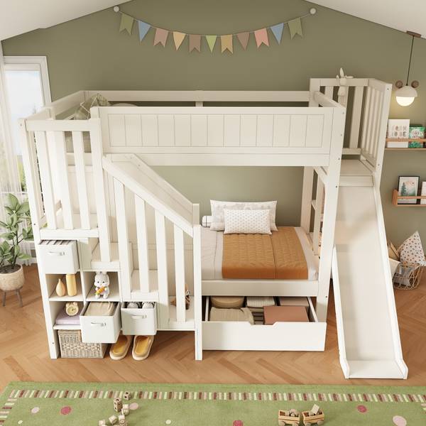 Etagenbett LucyFuny Ⅰ Weiß - Holzwerkstoff - 166 x 162 x 245 cm