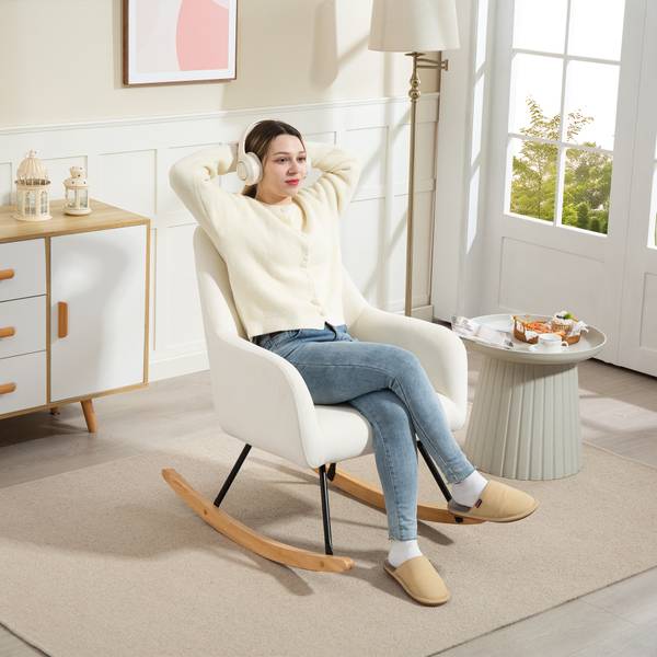 Schaukelstuhl 83B-301V00CW Weiß - Textil - 68 x 89 x 85 cm