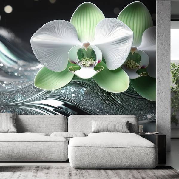 Fotobehang abstractie orchidee 450 x 315 cm