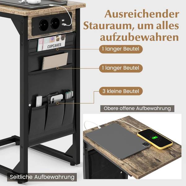 Beistelltisch VH32083PQ-4OR (2er Set) Braun - Holzwerkstoff - 30 x 60 x 40 cm