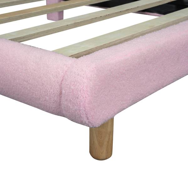 Kinderbett, niedliches Kopfteil-O1112 Pink - Massivholz - 102 x 65 x 215 cm