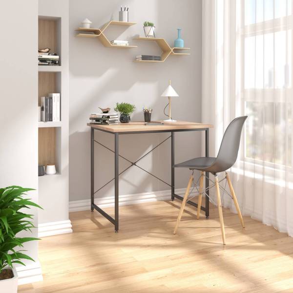 Schreibtisch Sebastian Schwarz - Braun - Holzwerkstoff - Metall - 80 x 70 x 60 cm