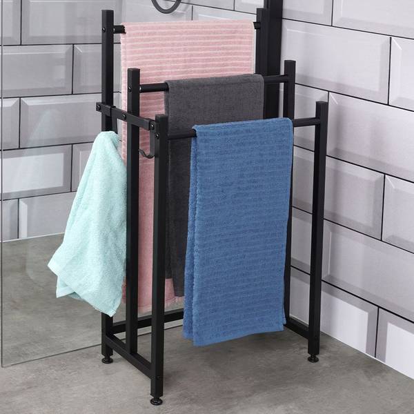 Handtuchständer 569821 Schwarz - Metall - 26 x 84 x 46 cm