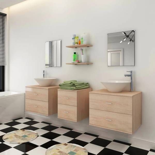 Badezimmermöbel 272232  (7-teilig) Beige - Holzwerkstoff - 45 x 45 x 150 cm