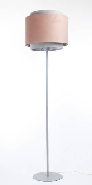 Stehlampe Jasmin Grau - Pink - Velours - 34 x 34 x 150 cm