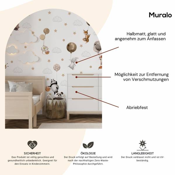 Wandaufkleber Tiere und Wolken 51‑er Set 60 x 30 x 30 cm