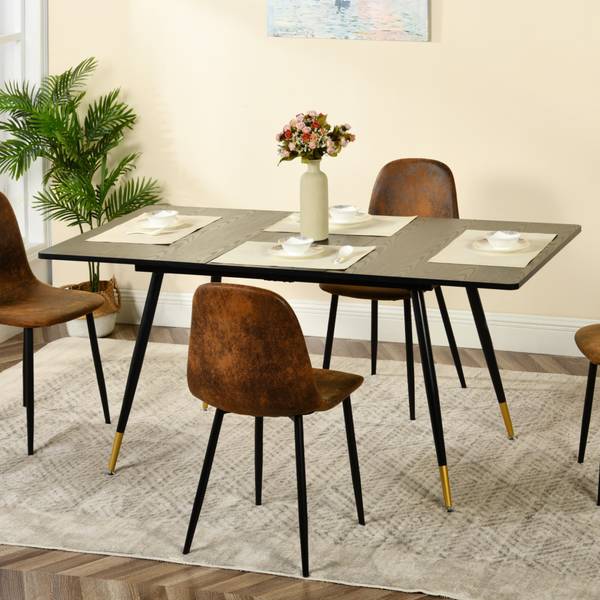 Esstisch WHALEN DK BG Schwarz - Gold - Holzwerkstoff - 80 x 75 x 160 cm